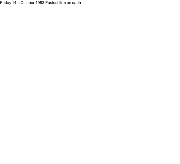 Friday 14th October 1983 Fastest firm on earth