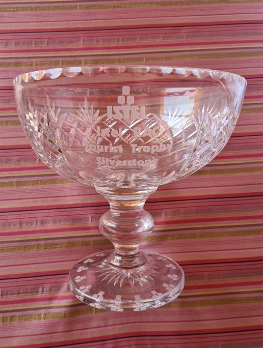 Glass Trophy presented by Istel for the Tourist Trophy in 1986 
Was actually the last TT ever &  they returned the trophy to ISTEL