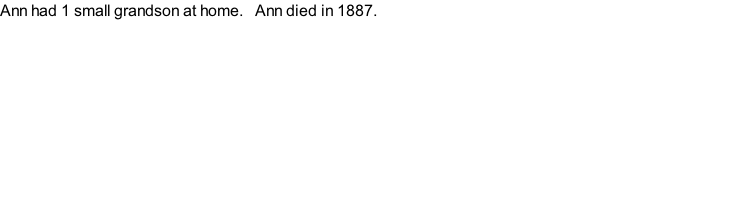 Ann had 1 small grandson at home.   Ann died in 1887.