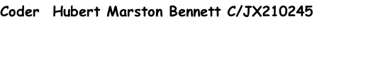 Coder  Hubert Marston Bennett C/JX210245