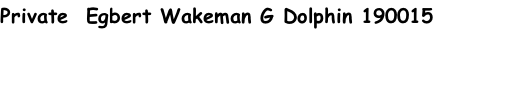 Private  Egbert Wakeman G Dolphin 190015
